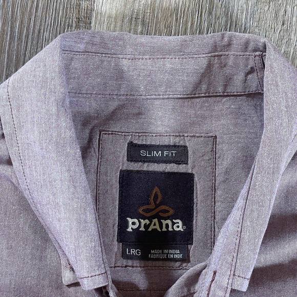 PrAna Broderick Hiking Shirt Large Organic Cotton Outdoors Casual Mens - Picture 8 of 13